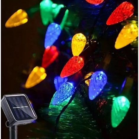 Guirlande lumineuse décoration de sapin de Noël étanche, 8 modes, solaire LED C6, guirlande lumineuse de 5 m, 50 LED, multicolore (1/5)