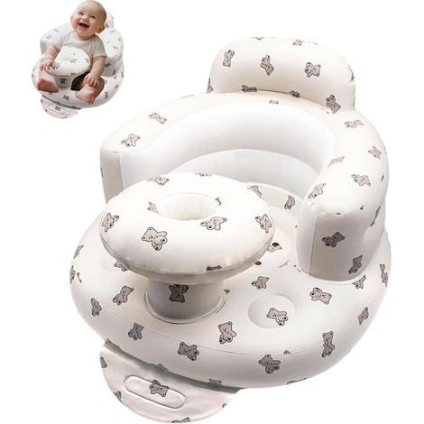 Siège gonflable pour bébé ,dès 3 mois , Canapé gonflable portable blanc, adapté pour l'intérieur et l'extérieur ,53 x 50 x 38 cm (1/4)
