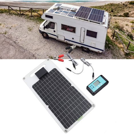 Kit solar con controlador de carga, panel monocristalino de 100 A y 50 W para cámaras de vigilancia de vehículos recreativos, USB tipo C, CC 12 V/24 V (1/5)
