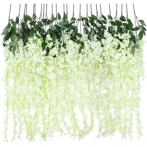 1 Guirlande glycine artificielle,soie et rotin,fleurs réalistes,décoration mariage,jardin et maison (1/5)