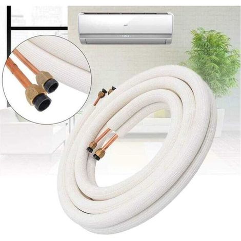 Liaison cuivre 1/4-3/8 3m - Tuyau En Cuivre Isolé - Climatiseur Tuyaux Raccords - double paire de tubes à bobine