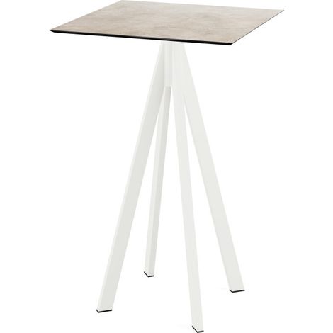 Infinity mange-debout avec piètement blanc + plateau HPL Moonstone 70x70 cm - Feros (1/4)