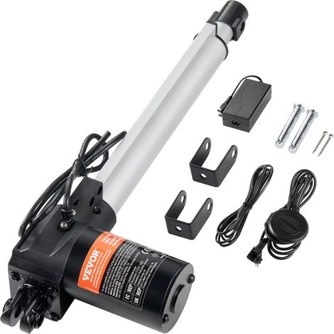 Kit actionneur linéaire 250 mm actionneur de mouvement linéaire 24 V haute vitesse 25 mm/s, actionneur linéaire 100 kg/1000 N pour levage TV/table/canapé, IP44, adaptateur d'alimentation inclus (1/5)