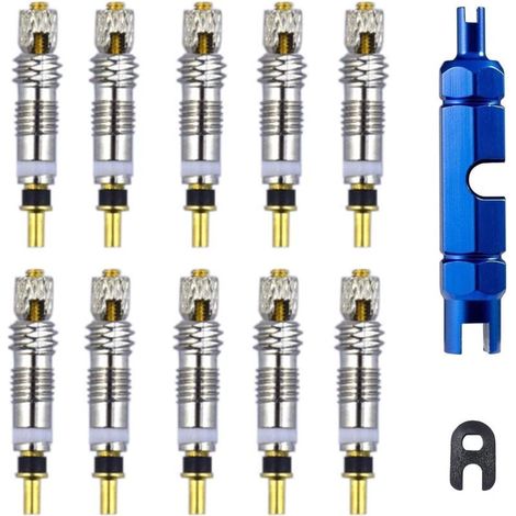 Kit of 12 adapters for French valves, a repair tool for tubeless bikes, compatible with most French valve cores. (1/5)