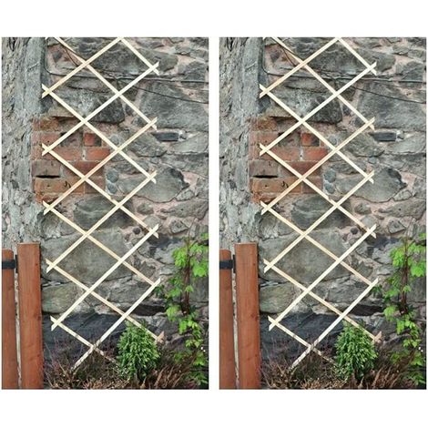 2x 6ft x 2ft Expanding Wooden Trellis Garden Support Outdoor 2x Flexible Wood Trellis for Climbing Growing Plants & Flowers Fence Panel Gardening Support Structure (1/4)