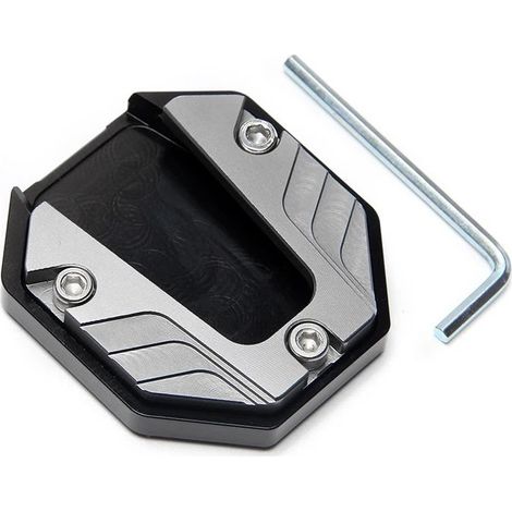 (Couleur titane) Rallonge de béquille universelle en alliage d'aluminium pour moto, support latéral antidérapant à base élargie, puissance maximale (1/4)