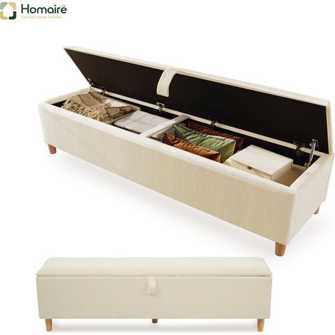 Pouf beige aus Polyester 145 x 38 x 46 cm Corduroy mit Storage HOMAIRE (1/5)