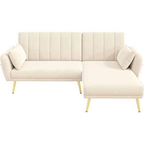 Sofá rinconera cama plegable en tela beige HOMVRA (1/5)