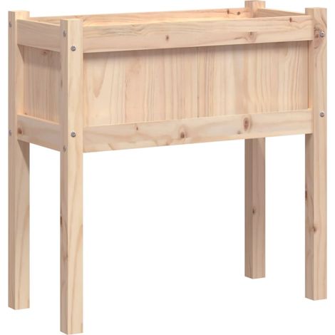 Vaso per fioriera aiuola rialzata piante fiori giardino terrazze con piedini 70 x 31 x 70 cm legno di pino massiccio marrone 020038872