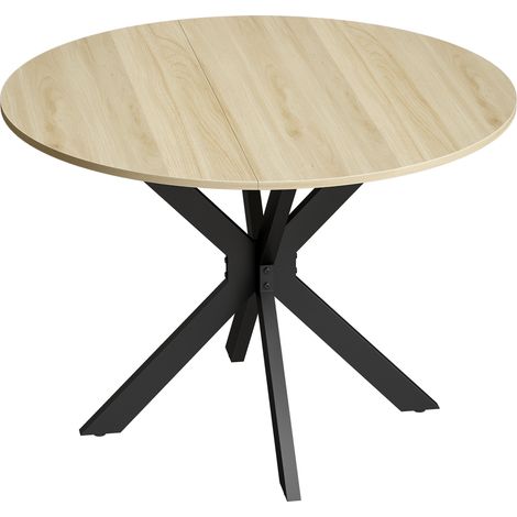 Table Ivreval pliante Ronde 2-6 Pers Bois Acier Effet Naturel Économise Espace (1/5)