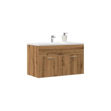 Armoire lavabo de salle de bain chêne artisanal bois ingénierie (1/5)