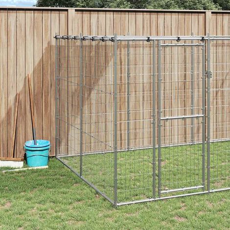 Chenil d'extérieur pour chiens Parc enclos pour animaux - Acier galvanisé avec toit 7,26 m² BV443093 - BonneVie (1/5)