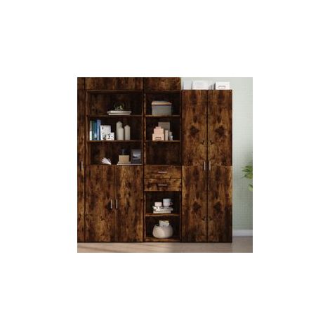 Buffet haut chêne fumé 45x42,5x185 bois d'ingénierie (1/5)