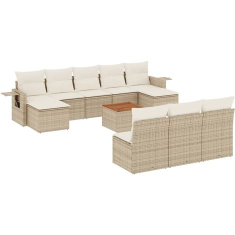 Set Divani da Giardino 11 pz con Cuscini Beige in Polyrattan vidaXL (1/5)