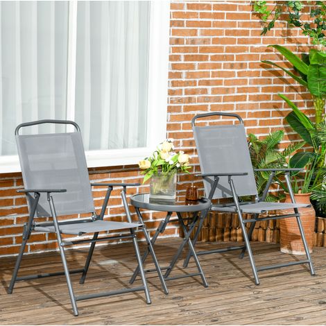 chaise fauteuil pliable table salon métal 3 pièces OKMYHOME (1/3)