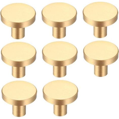 Maniglie per mobili in ottone, 8 pezzi, diametro 30 mm, altezza 20 mm, per cassetti e ante, viti incluse.