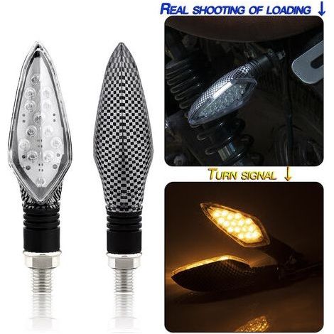 Moto LED Clignotants Clignotants Avant Arrière Indicateurs pour Moto Universal Running Light, 16LEDs, 2pcs - Serpent et Noir (1/5)