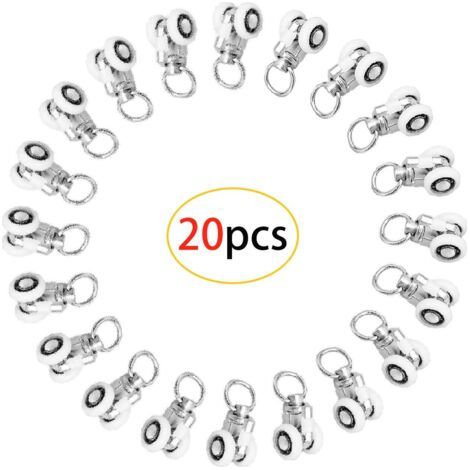 CAILI 20 Pcs Rouleaux de Rail de Rideaux,Plastique Twin à roulettes Transporteurs Rail Coulissant Glider, Poulie silencieuse pour Rideau de Douche Pistes (Blancs) (1/5)