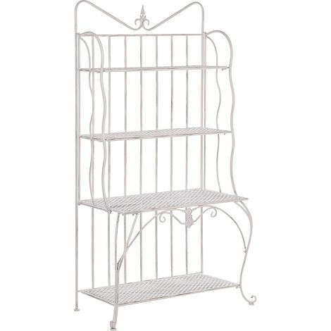 Scaffale da Giardino con 4 Ripiani in Metallo Beige Vintage Retro Pavona (1/5)
