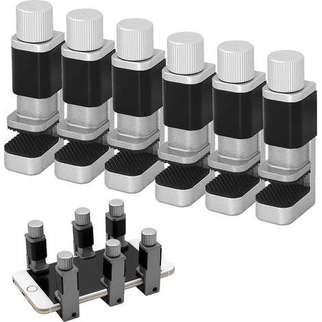 6 Pièces Pince pour Écran, Clip Réglable en Alliage d'Aluminium, Protection Caoutchouc, Trou de Vis 6mm, Réparation Smartphone Tablette