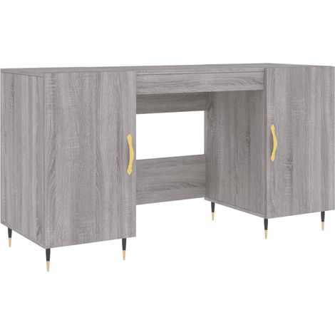 Bureau table poste de travail meuble d'ordinateur informatique étude sonoma 140 x 50 x 75 cm bois d'ingénierie gris (1/5)