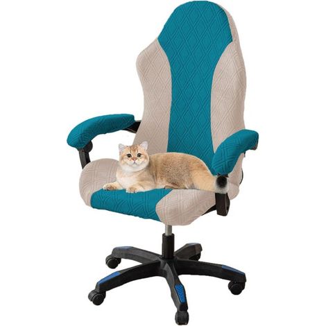 Bürostuhlbezug, Stretch-Gaming-Stuhlbezug mit Armlehnen, Computerstuhlsitzbezug, blau B (1/5)