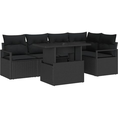 Maison Exclusive - Set Divano da Giardino 6 pz 5-Numero di posti Nero polyrattan (1/5)