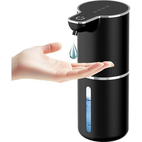 Dispensador de jabón recargable, de pared, 350 ml, 4 niveles ajustables, para cocina y baño, color negro. (1/5)