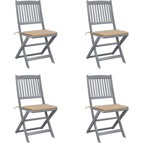 Chaises pliables d'extérieur 4 pcs avec coussins Bois d'acacia 14 (1/5)