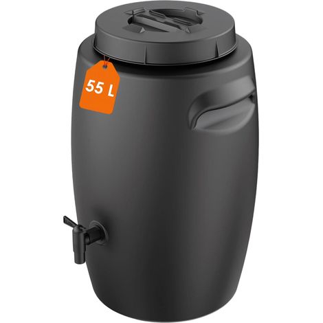 Fass zur Herstellung von organischem Dünger - 55 Liter - Kunststoff Dünger Tank 60 x 38 cm anthrazit - Kompost Behälter Düngerfass Flüssigdünger Jauche Herstellung aus Garten- und Wiesenpflanzen