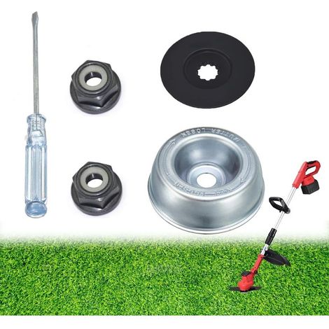 adaptateurs de lame pour tondeuse de jardin Stihl FS56 FS56R FS65 FS74 FS76 FS80 et modèles Disque de poussée Plaque Rider Écrou de col x2 Tournevis d'entretien(lot de 5)