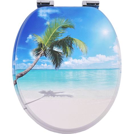 Abattant de toilette en MDF avec fermeture amortie, décor plage tropicale (1/5)