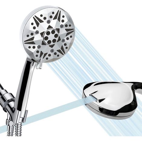 Pommeau de Douche, Pommeau De Douche Anti Calcaire Economie Deau, 10 Modes Douchette à Haute Pression, Pommeau De Douche avec Buse en Silicone Auto nettoyante (1/5)