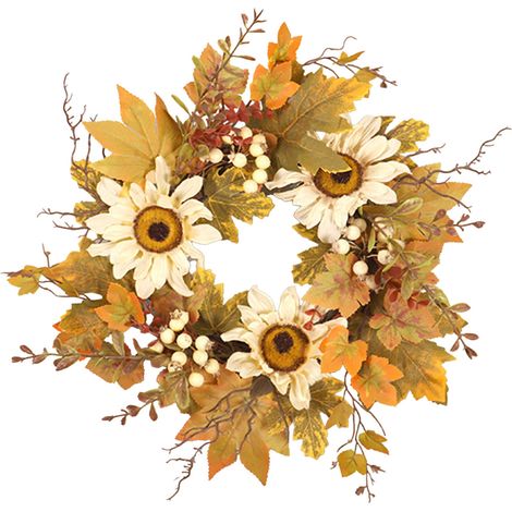 Guirlande Murale en Mousse - Feuille d'Érable et Tournesol - Décoration Intérieure Extérieure - 40 x 40 cm - 1 Pièce (1/2)