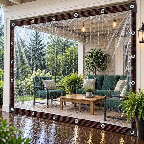 Waterproof Transparent Tarpaulin 2 x 3 m Reinforced Eyelets Rain UV Protection Patio Greenhouse Hutch Outdoor Furniture (1/4)