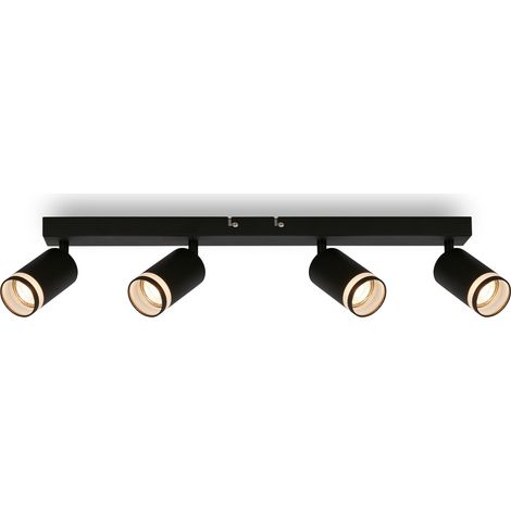 Plafonnier avec sortie de lumière latérale, orientable, GU10, plafonnier, lampe de salon, lampe chambre, cuisine, spot plafond, éclairage plafond, 56 cm, noir (1/5)