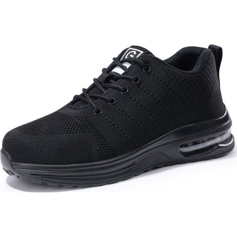 Calzado de seguridad, suela antideslizante, ligero y transpirable, con puntera de acero conforme a las normas europeas, antideslizante, negro, textil, talla 42. (1/5)