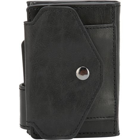 Porte-cartes automatique antivol pour hommes, étui à cartes de crédit et pièces d'identité, usage quotidien, noir (1/5)
