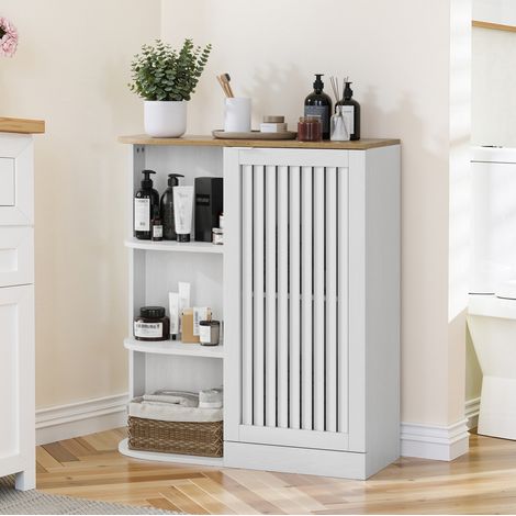meuble rangement angle étagères 68x25x76 blanc chêne OKMYHOME (1/5)