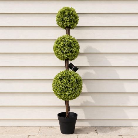 120cm Artificial Green Triple Ball Topiary Tree Premium (1/5)