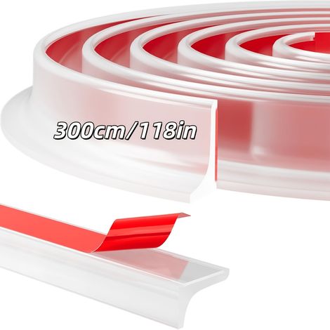 Bande d’étanchéité adhésive en silicone de 118 pouces pour salle de bains, barrière anti-fuite pour douche, évier et plan de travail, scellant sans calfeutrage (1/5)