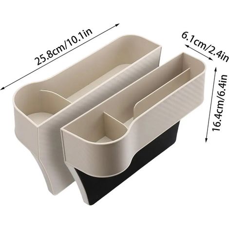 (Ensemble beige de 2 pièces, Belgique) 2 organisateurs de rangement pour les espaces entre les sièges de voiture, boîte de rangement pour fentes de siège, support de remplissage pour portefeuille et t (1/5)