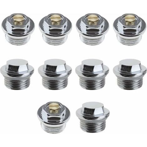 10pcs 1/2 Pouce Radiateur Manuel Purge d'air Vannes et 5pcs Bouchons d'obturation avec Connexion de Filetage Joint Torique Scellé (1/5)