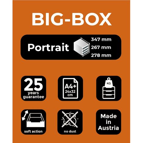Exacompta 310041D Cassettiera BIG-BOX, 4 cassetti aperti per formato fino a 24x32cm, Dimensioni (LxAxP) 27.8x26.7x34.7cm