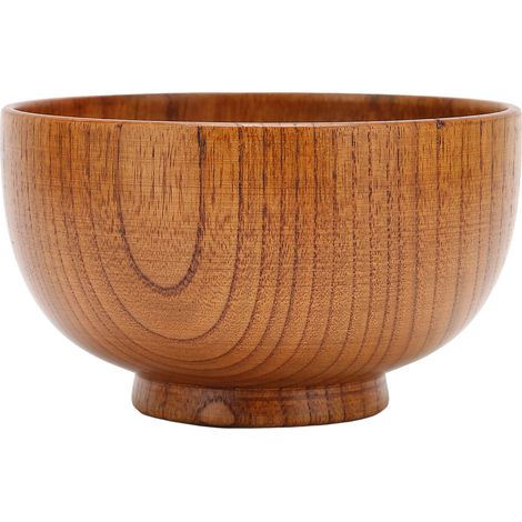 Bol en Bois Style Japonais pour Salade - Surface Lisse à Grain Unique, Idéal pour Maison et Restaurant