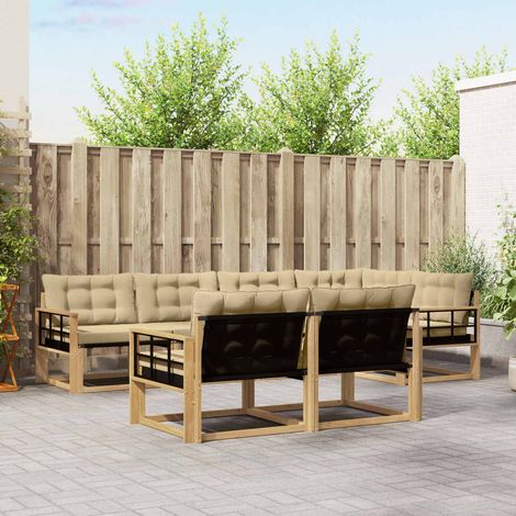 vidaXL Outdoor-Sofagarnitur 7 Stk. Weiß und Beige (1/5)