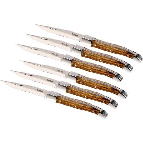 Set 6 Coltelli da Bistecca Lama Seghettata Manico in Legno Steak Alps (1/3)