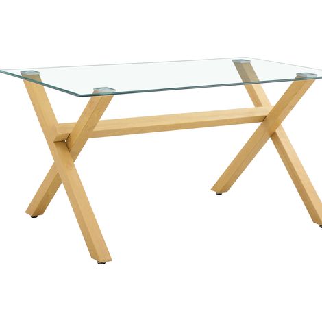 Table à Manger IXE – 180x90 cm – Bois XXL & Plateau Verre Transparent (1/3)