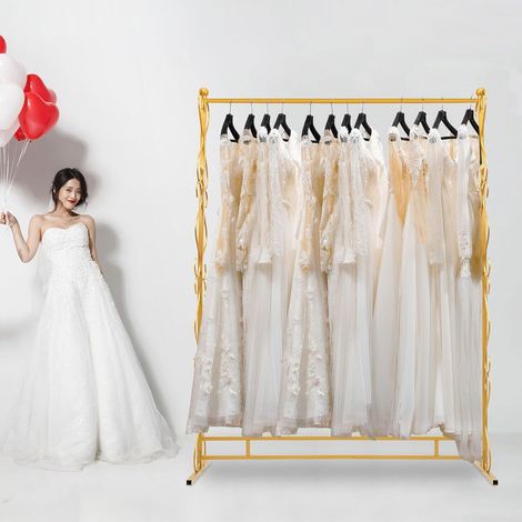 Metall-Hochzeitskleid-Brautkleiderständer, Quadratisch Brautkleid, KleiderständerHochzeitskleidung Ausstellungsstand für die Hochzeit 205 150 45cm Gold (1/5)