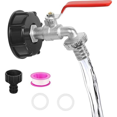 IBC Robinet de vidange de réservoir 3/4" Adaptateur et accessoires pour réservoir d'eau pour 600/1000 litres (1/2)